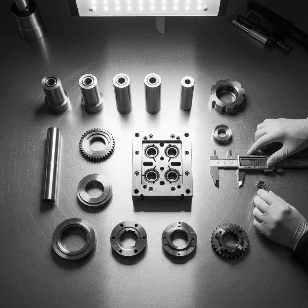Uniform surface finish on a row of CNC parts